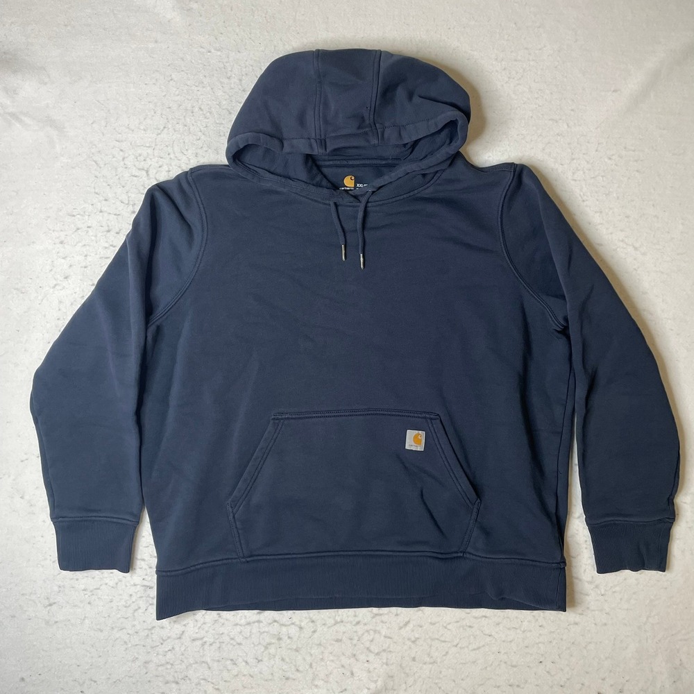 Carhartt Hoodie Women XXL Navy Blue Relaxed Fit Pullover Logo 102790 412‎